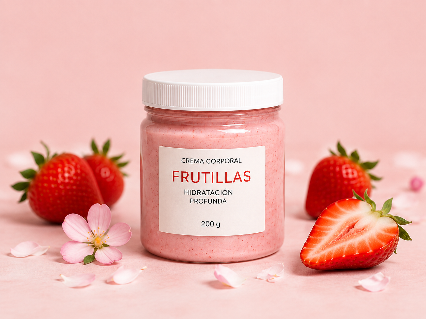 Improved presentation of the body cream with a strawberry setting