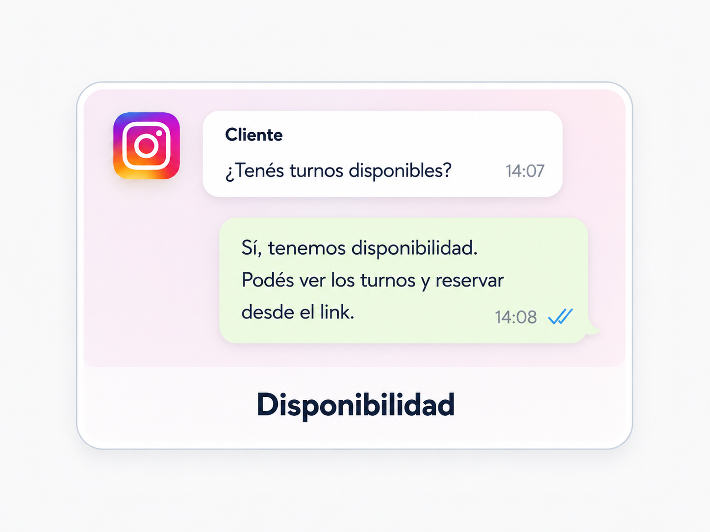 Ejemplo de respuesta automática sobre disponibilidad por Instagram