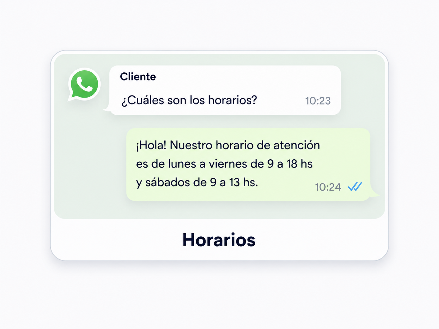 Ejemplo de respuesta automática sobre horarios por WhatsApp