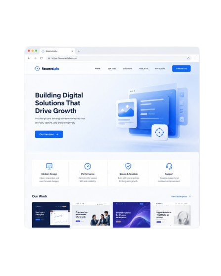 RosenetLabs custom business website mockup