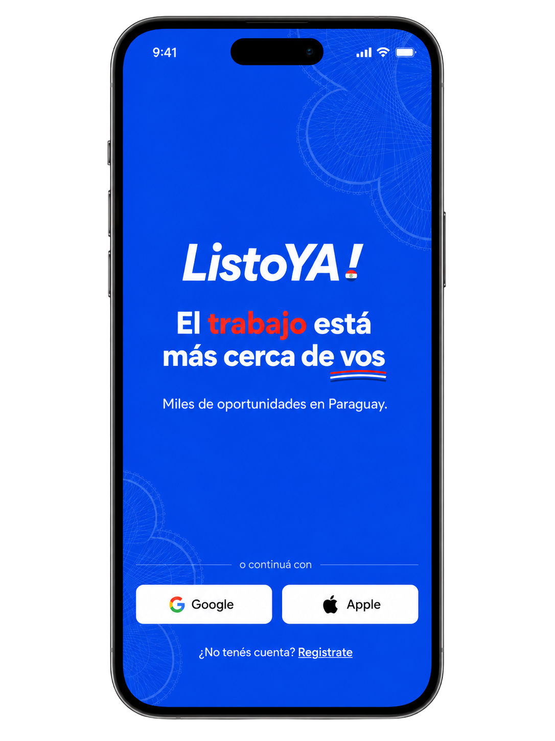 Pantalla de inicio de ListoYA