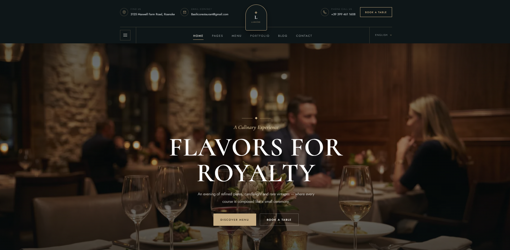Restaurant & Caf&eacute; Website preview