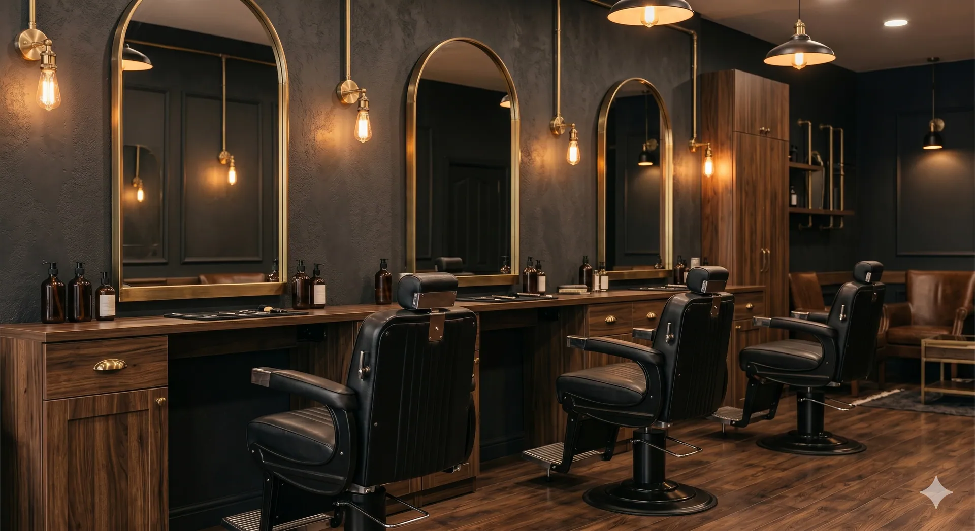 Noble Cut interior — chairs and stations