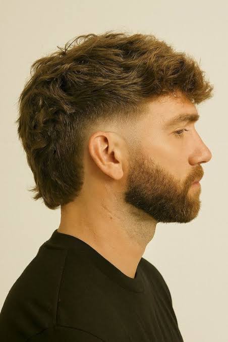 Mid fade with beard haircut style reference