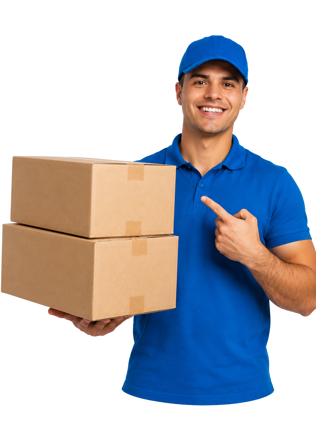 Mensajero de DESHA sosteniendo cajas de envío