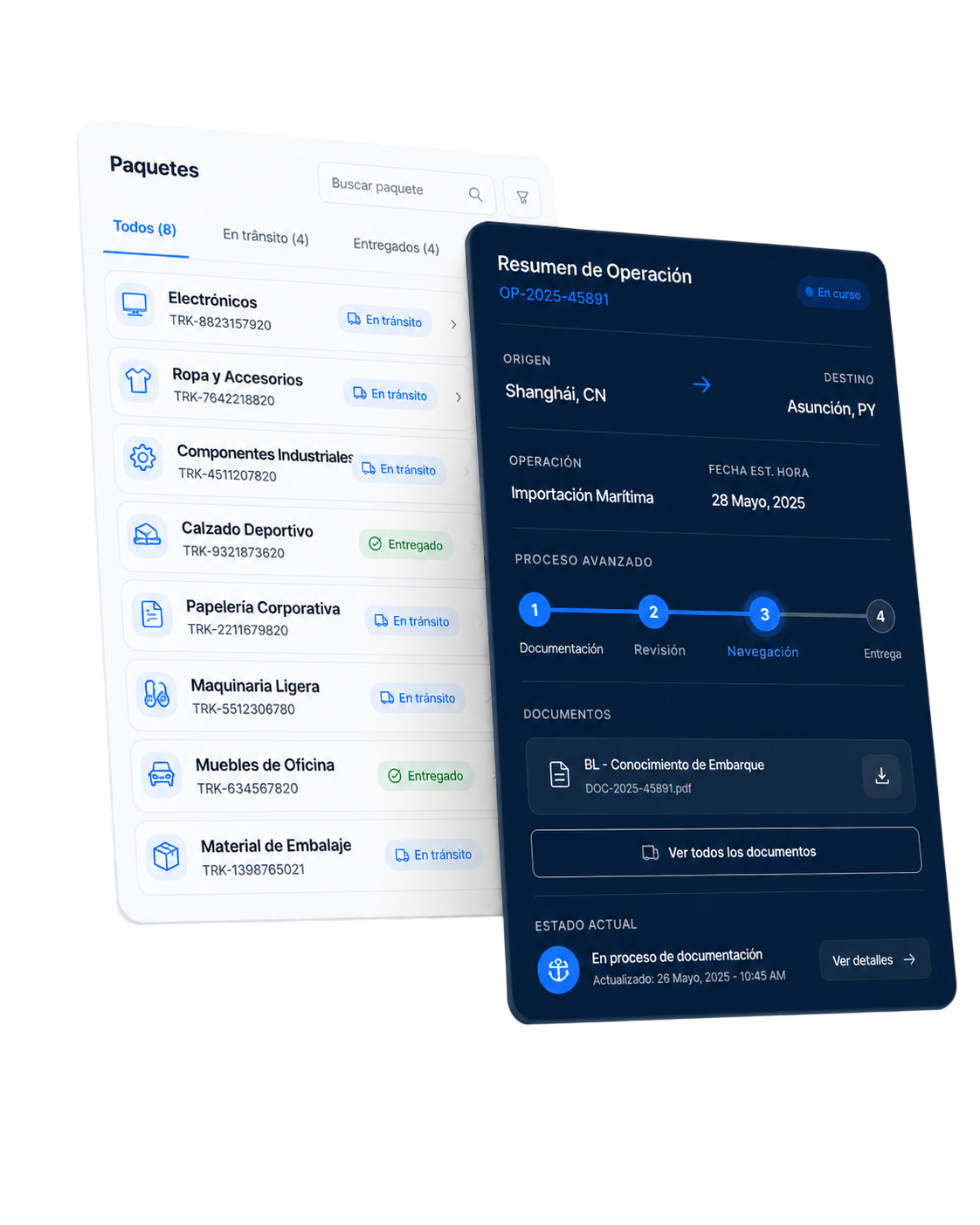 Plataforma de seguimiento logístico de DESHA — vista de operaciones en tiempo real