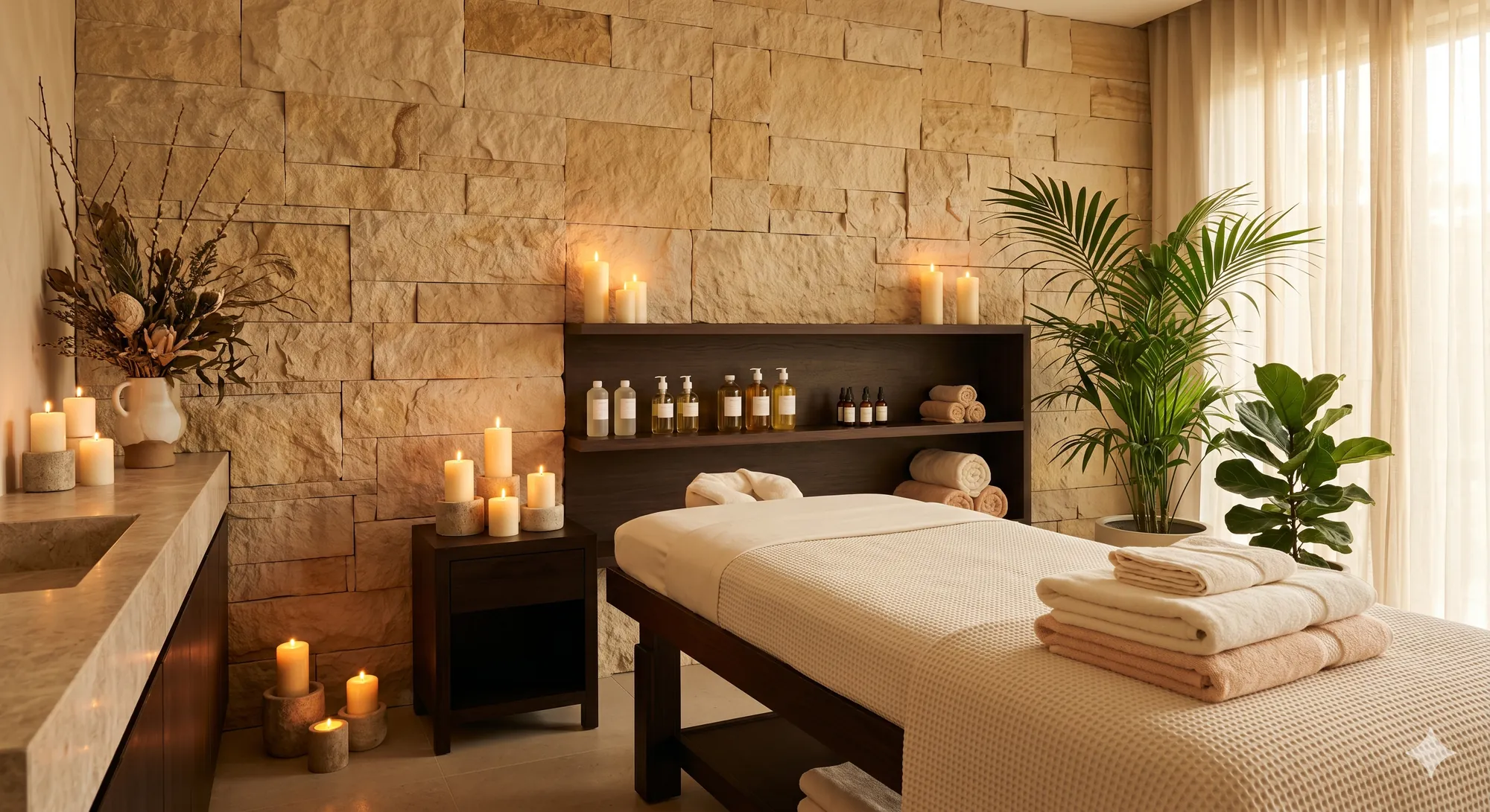 Seraya treatment room in warm candlelight